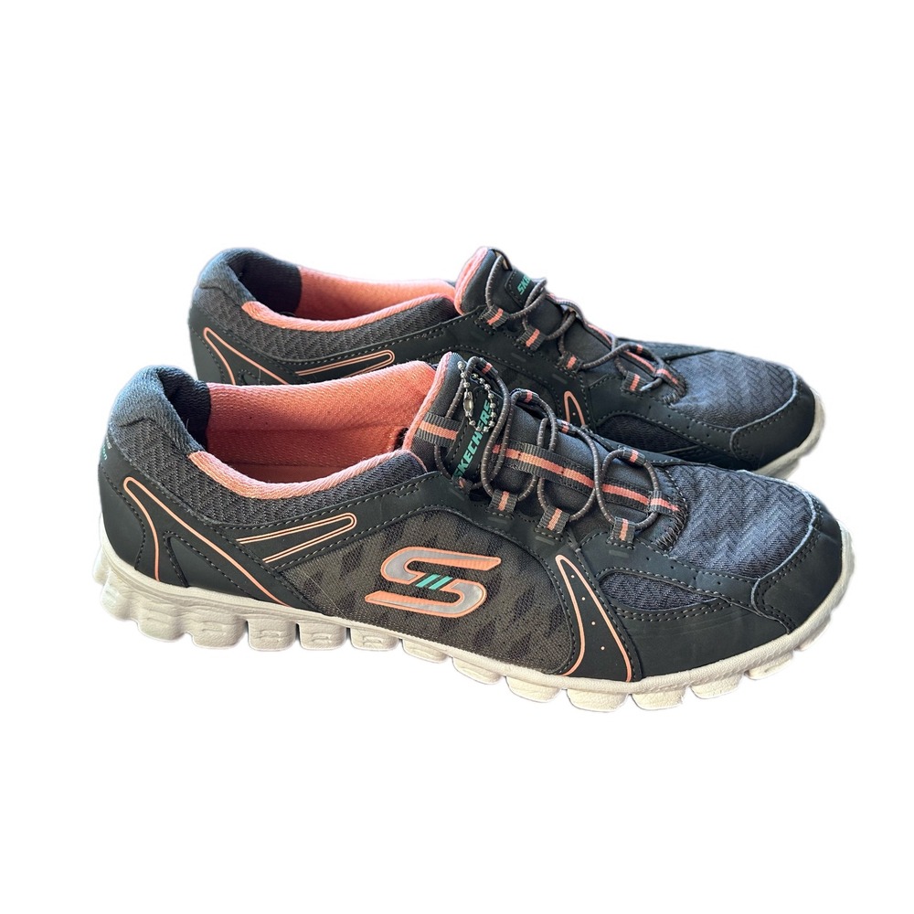 Skechers Flex Appeal Women's Gray Pink Memory Foam Athletic Shoes Size 9